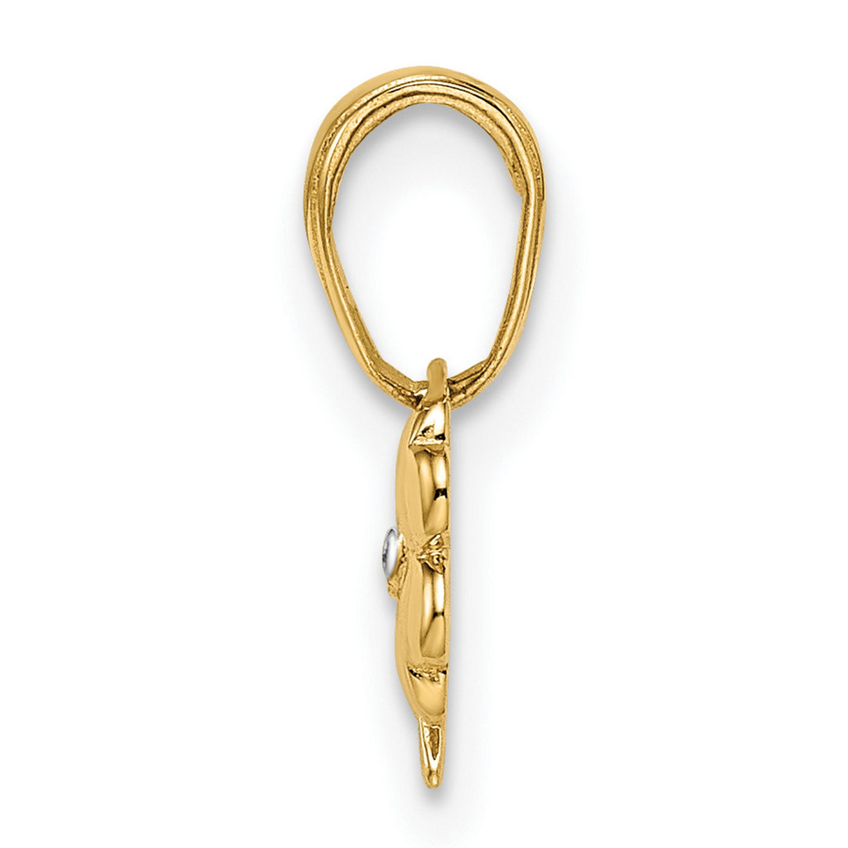 14k Multi-Tone Gold Clover Pendant with Polished Rhodium Center, Lucky Four-Leaf Charm for Women