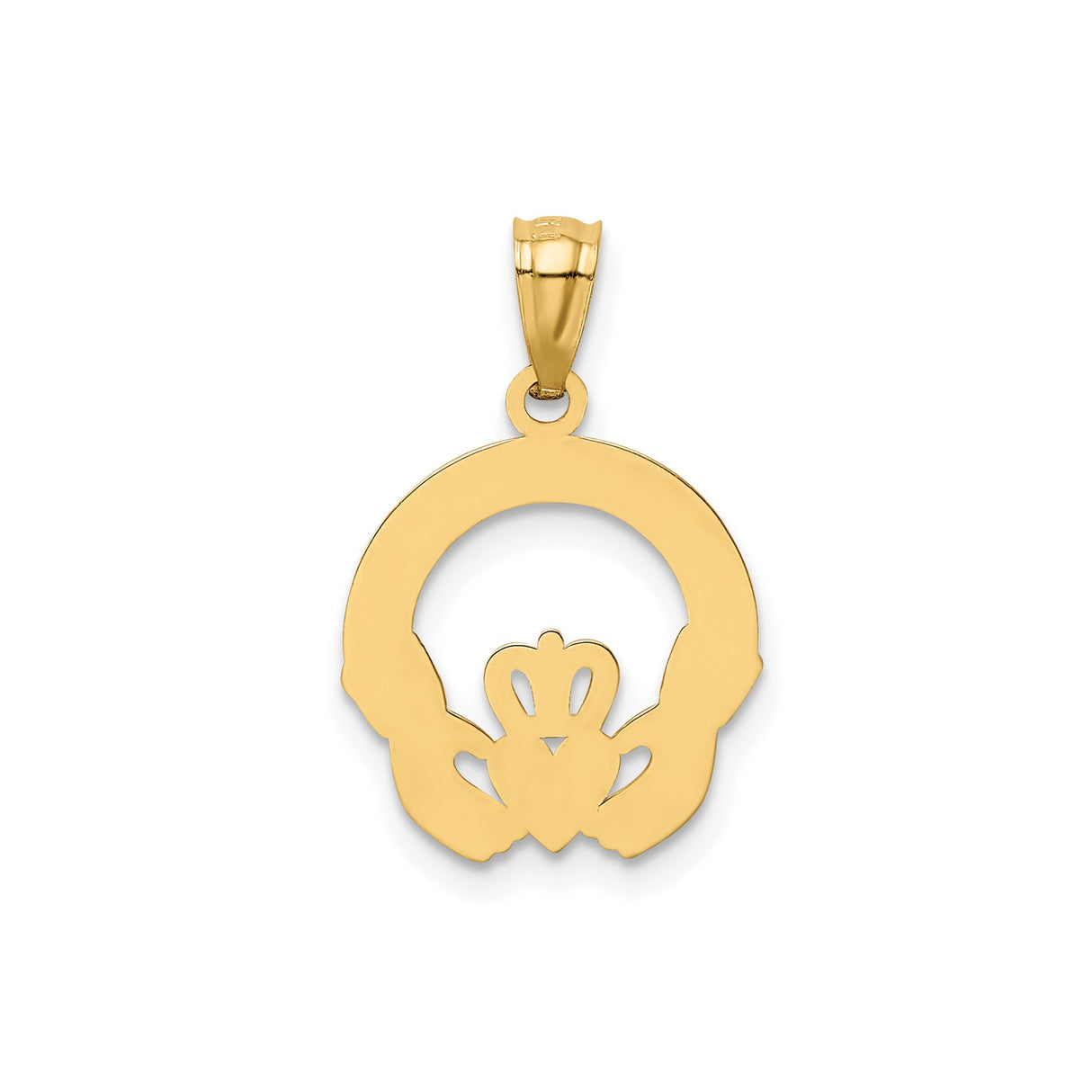 14k Yellow Gold Claddagh Pendant with Heart Hands and Crown Design, Celtic Heritage Jewelry