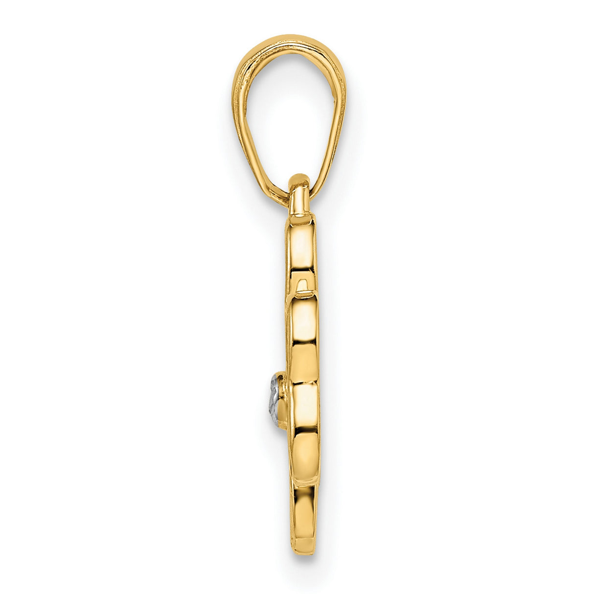 14k Multi-Tone Gold Shamrock Heart Pendant, Rhodium Finish, Celtic Clover Charm for Women