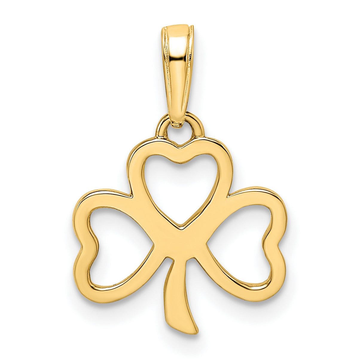 14k Multi-Tone Gold Shamrock Heart Pendant, Rhodium Finish, Celtic Clover Charm for Women