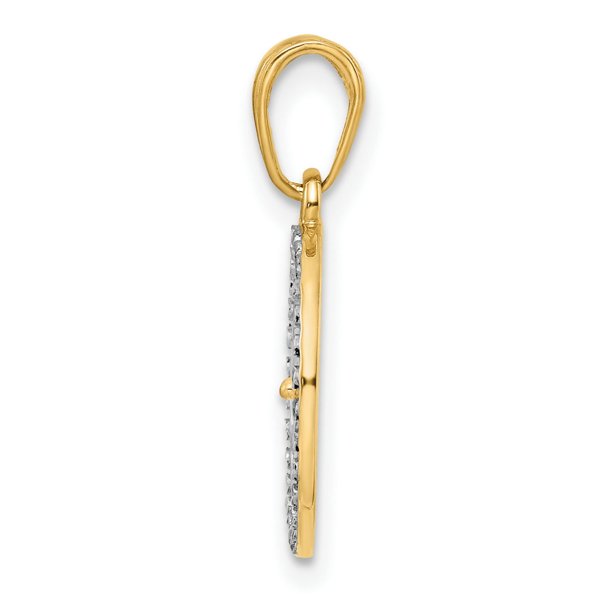 14k Yellow Gold Multi-Tone Four-Leaf Clover Pendant, Openwork Lucky Charm Design