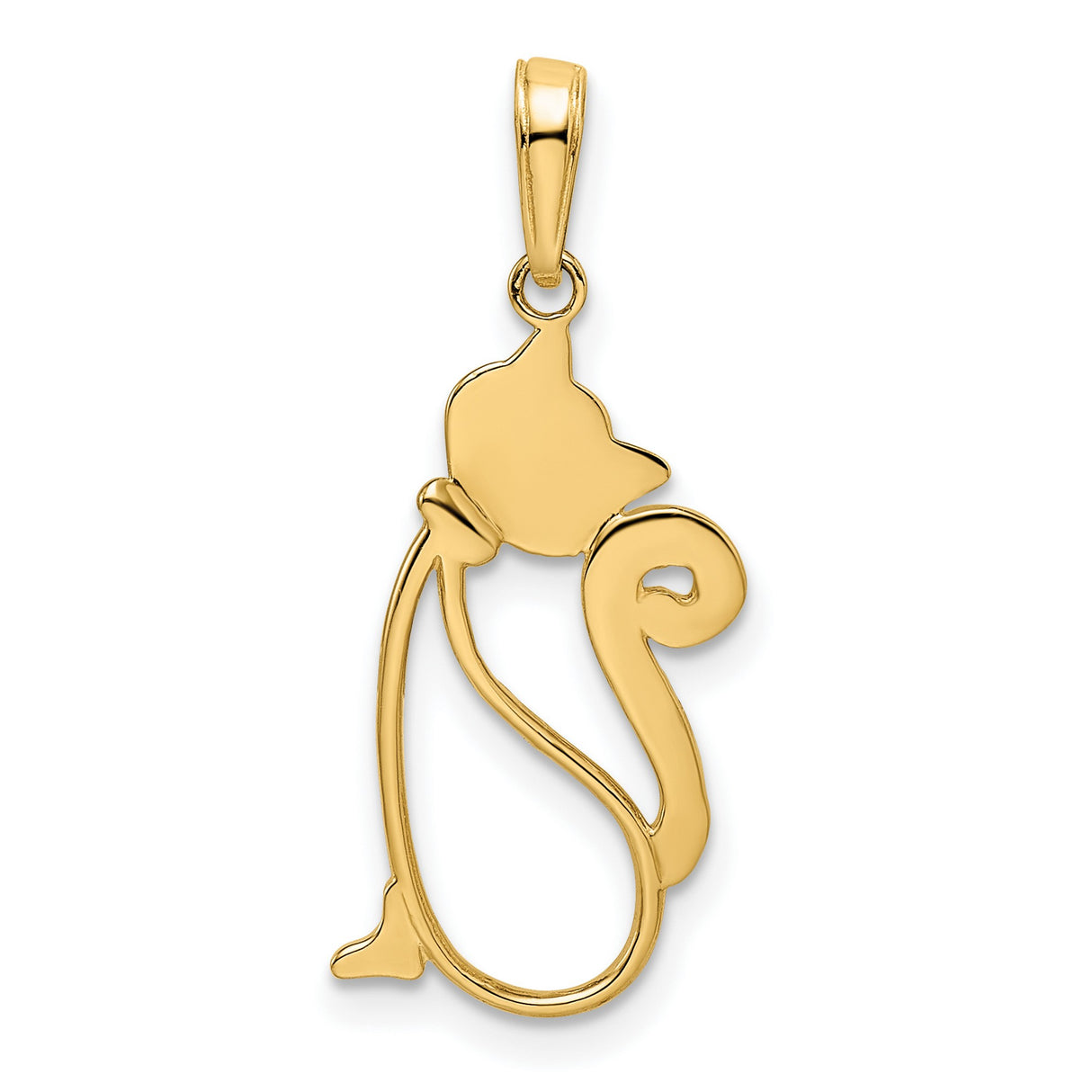 14k Multi-Tone Gold Cat Pendant with Diamond Cut Finish, Abstract Feline Design