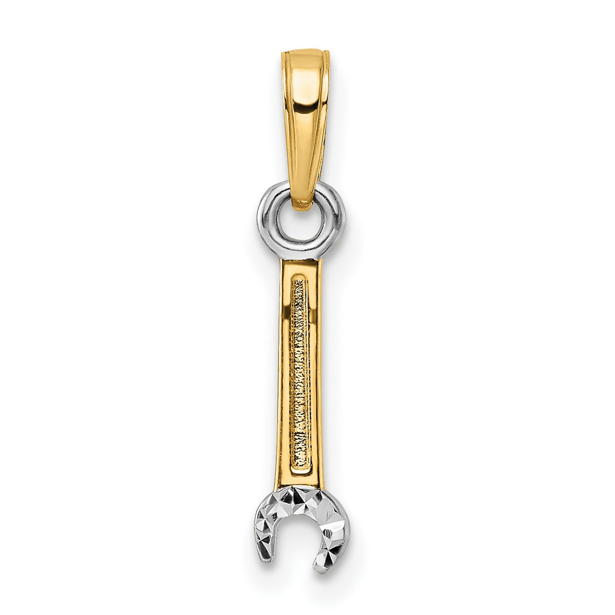 14k Multi-Tone Gold Wrench Pendant, Realistic Spanner Design for Mechanics or Unisex Wear