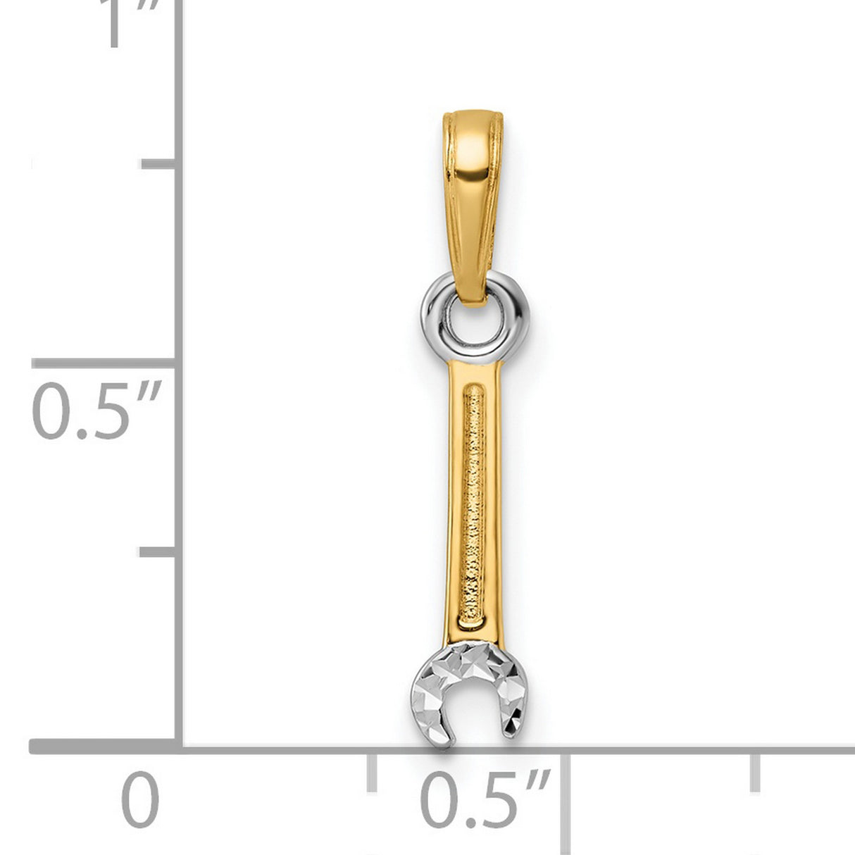 14k Multi-Tone Gold Wrench Pendant, Realistic Spanner Design for Mechanics or Unisex Wear