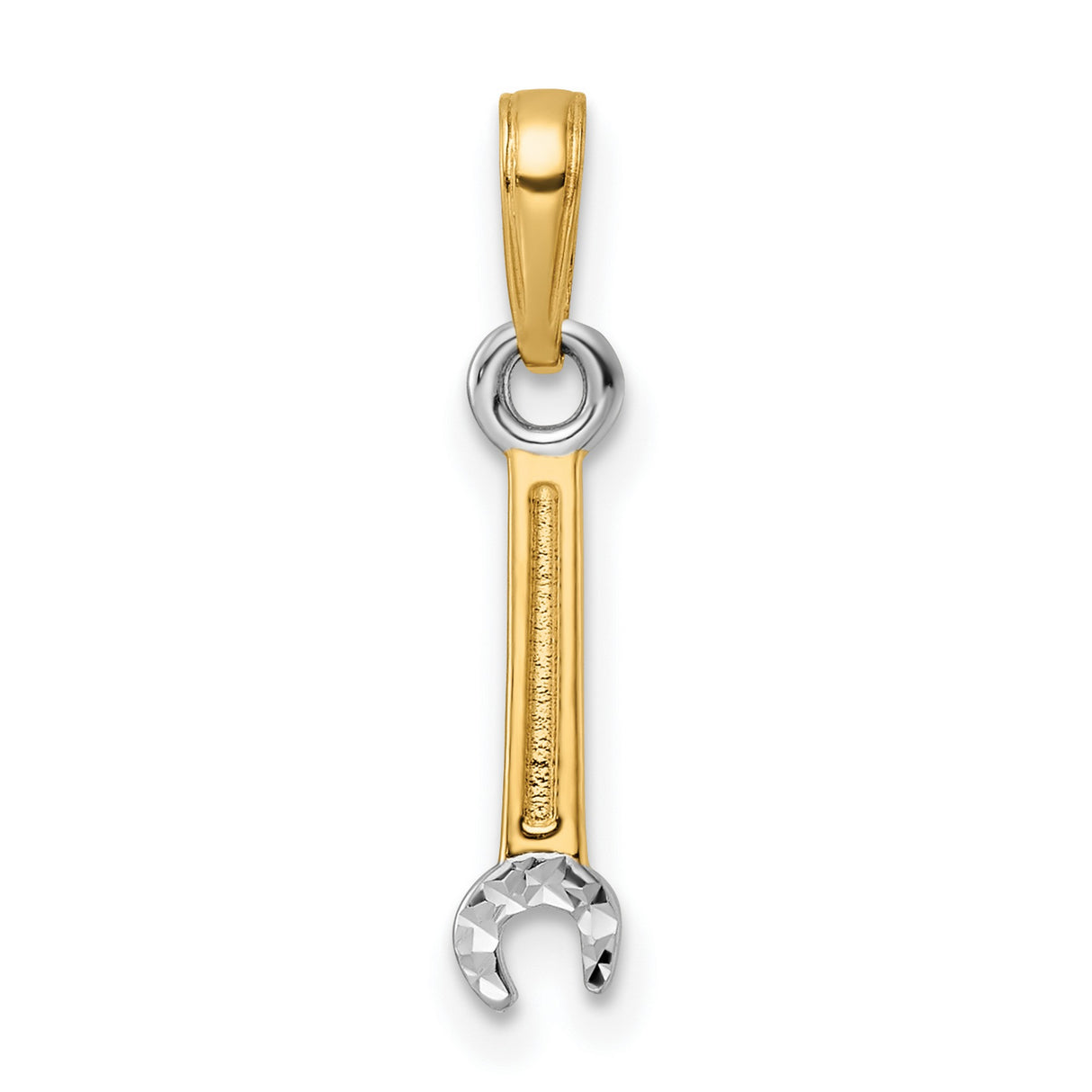 14k Multi-Tone Gold Wrench Pendant, Realistic Spanner Design for Mechanics or Unisex Wear