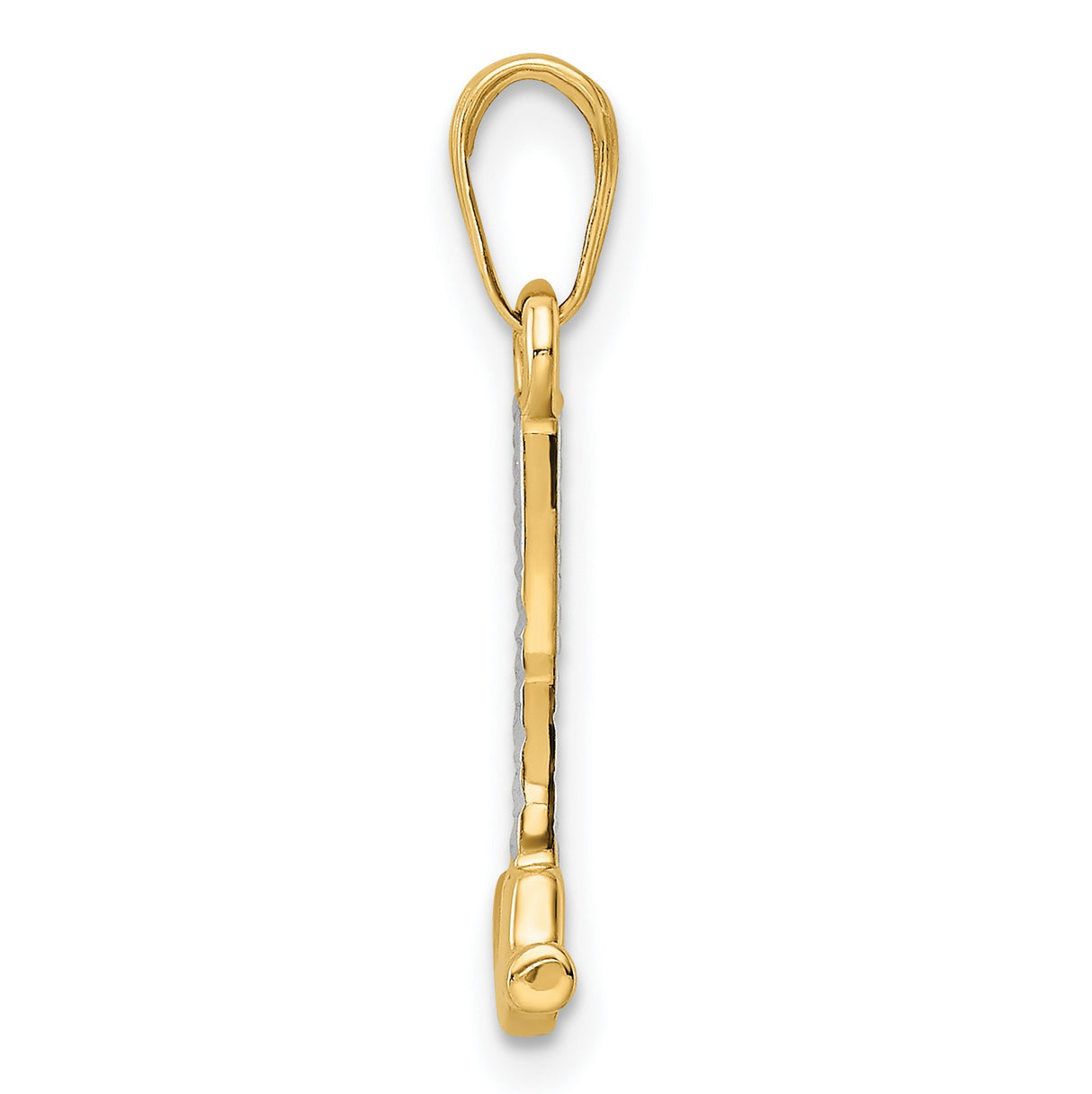 14k Yellow Gold Multi-Tone Hammer Pendant with Textured Handle and Polished Head for Men