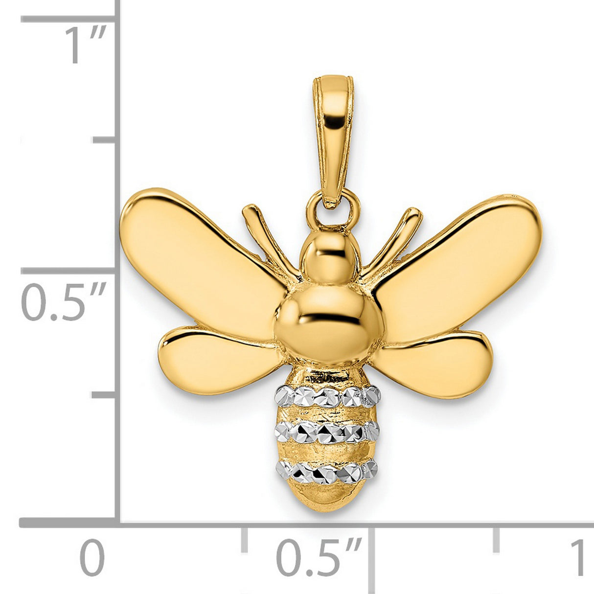 14k Two-Tone Gold Bee Pendant, Textured Insect Design, Nature Inspired Charm for Women