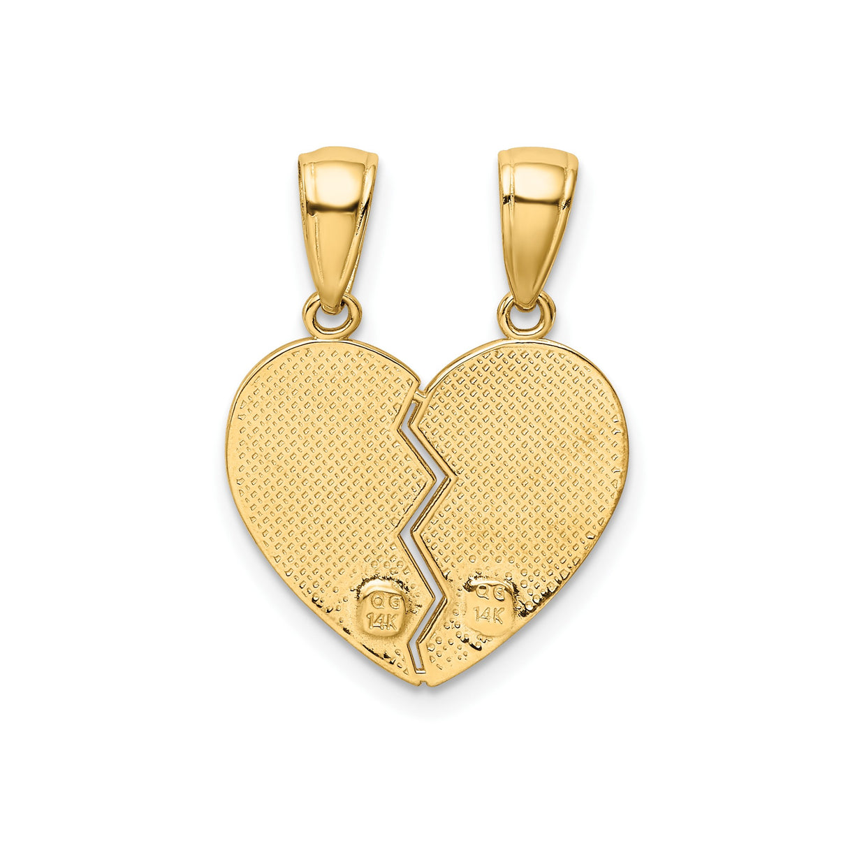 14k Yellow Gold Heart Pendant with Big Sister and Little Sister Engraving, Break Apart Design