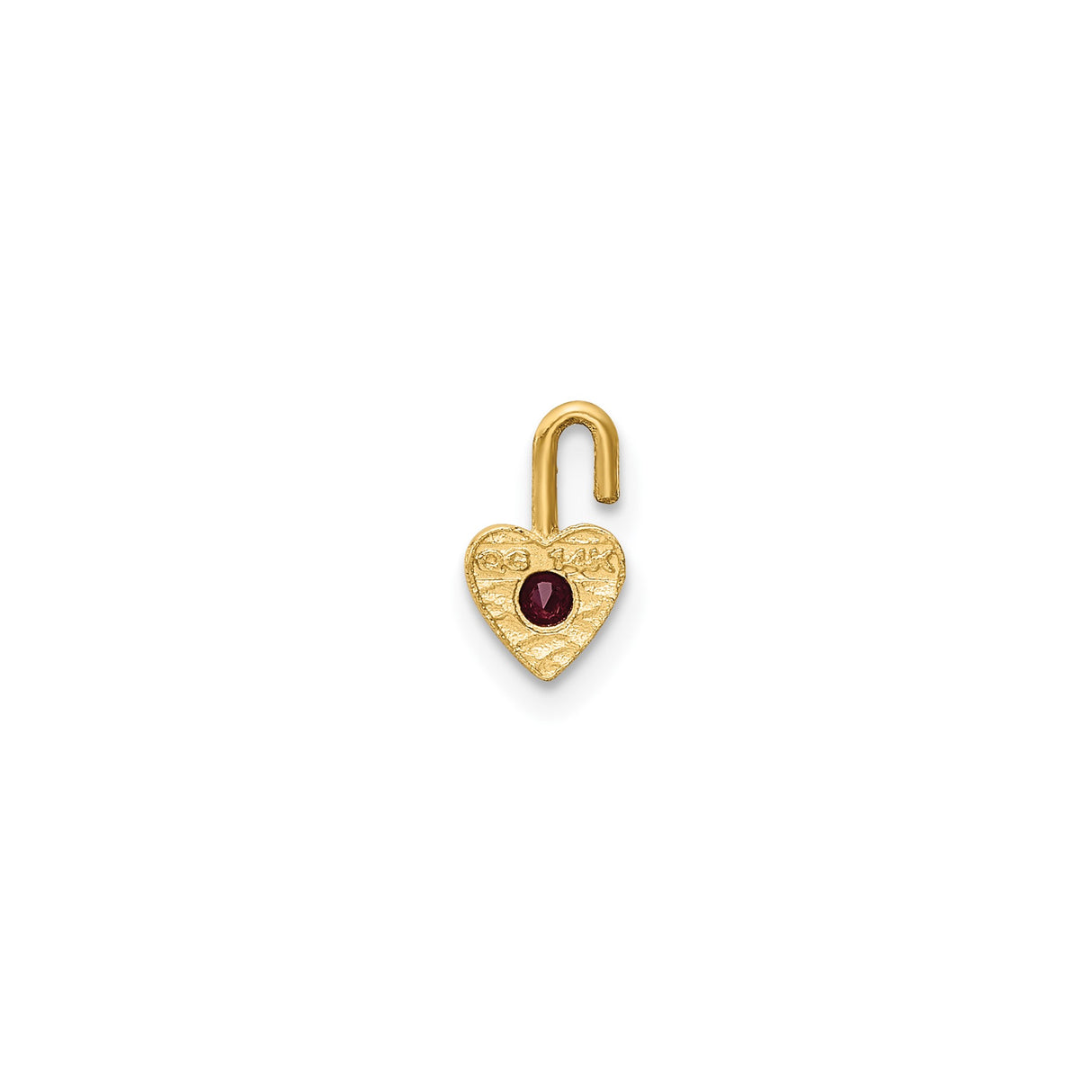 14k Yellow Gold Heart Pendant with Garnet, January Birthstone Jewelry for Women