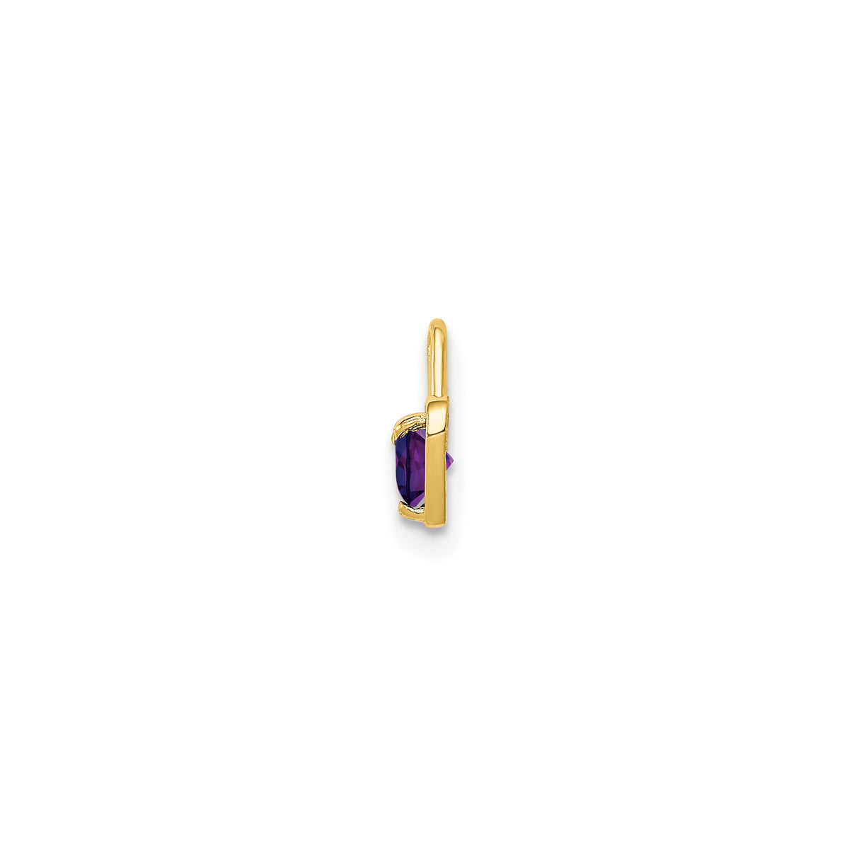 14k Yellow Gold Heart Pendant with Synthetic Amethyst Birthstone for Women