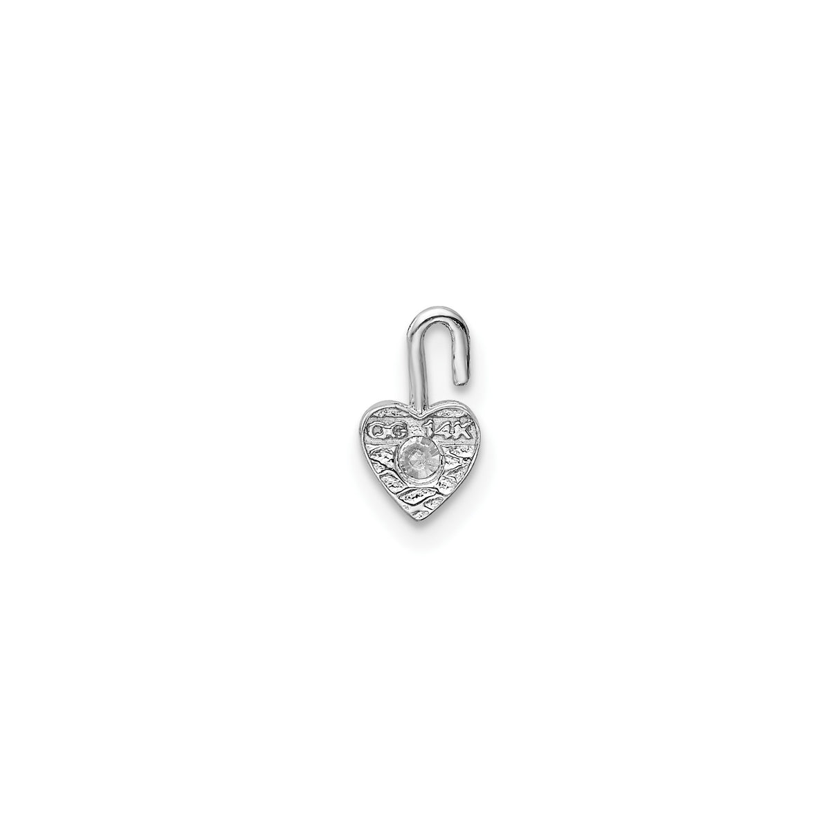 14k White Gold Heart Pendant with Round Synthetic Birthstone, Romantic Jewelry for Women