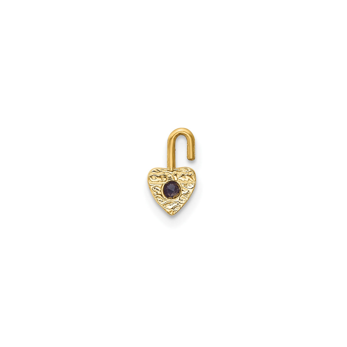 14k Yellow Gold Heart Pendant with Round Purple Synthetic Birthstone, Romantic Charm for Women