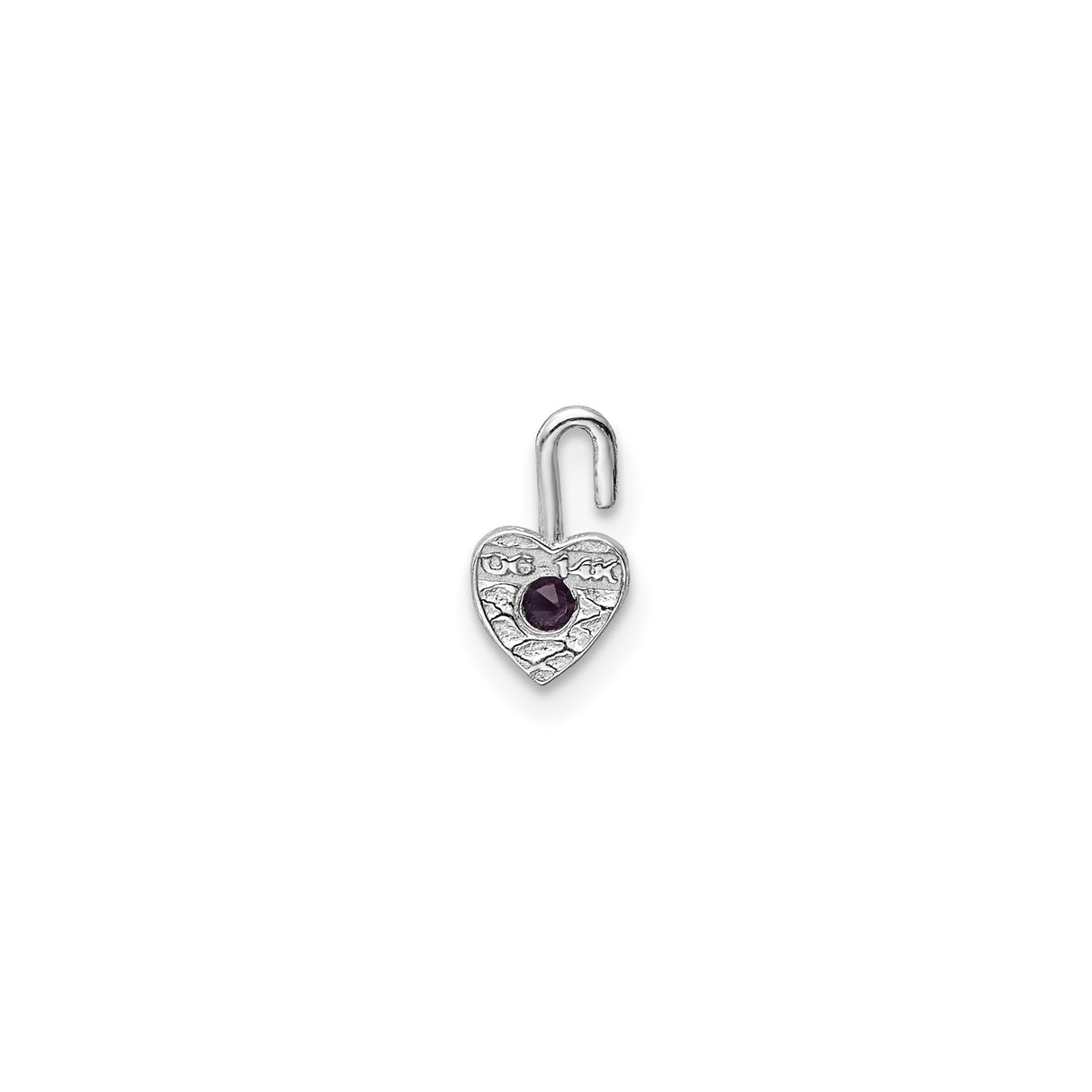 14k White Gold Heart Pendant with Synthetic Birthstone, Minimalist June Jewelry for Women
