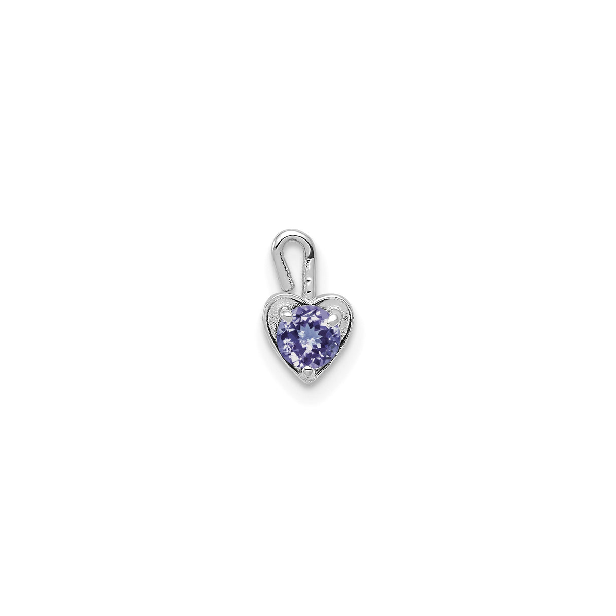 14k White Gold Heart Pendant with Synthetic Birthstone, Minimalist June Jewelry for Women