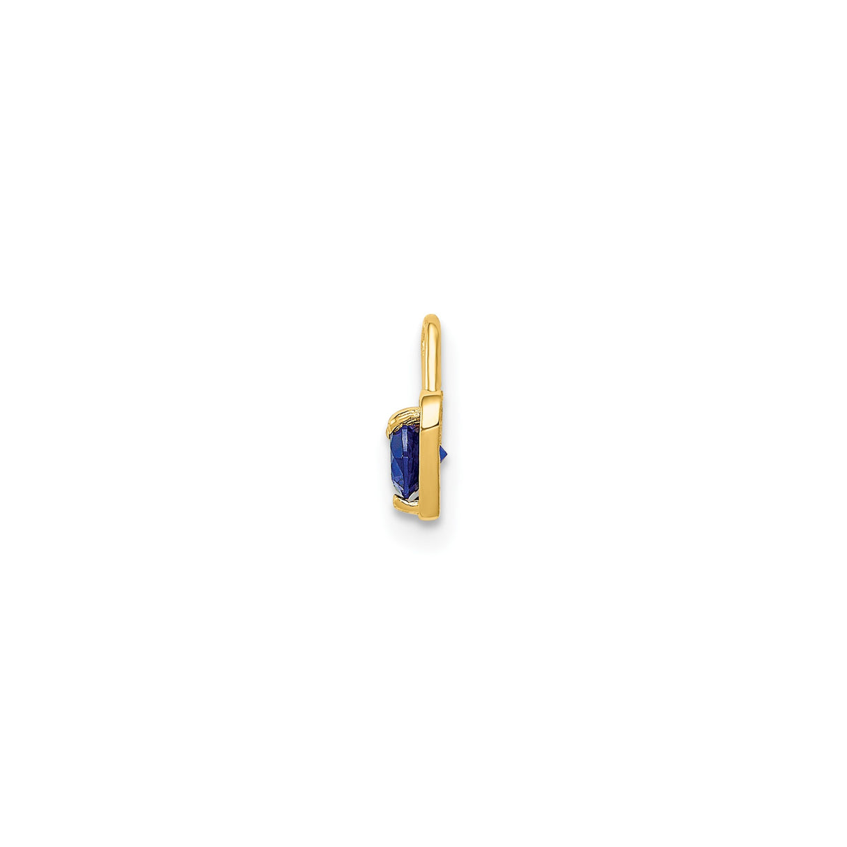14k Yellow Gold Heart Pendant with Deep Blue Synthetic Birthstone, Romantic Charm for Women
