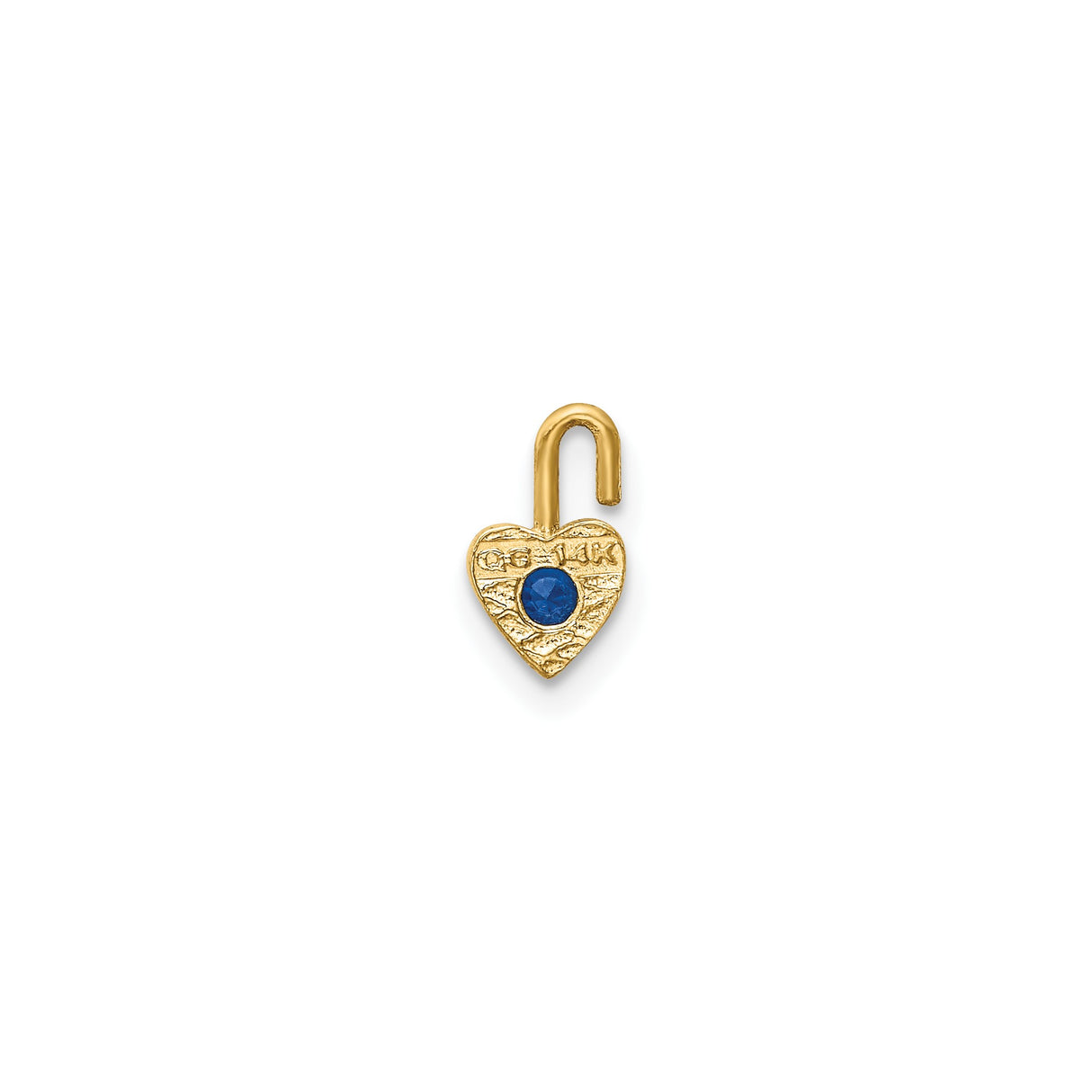 14k Yellow Gold Heart Pendant with Deep Blue Synthetic Birthstone, Romantic Charm for Women