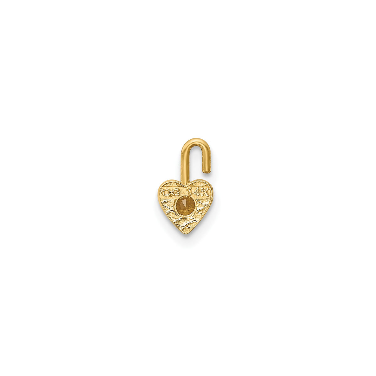 14k Yellow Gold Heart Pendant with Synthetic Yellow Gemstone, November Birthstone Charm