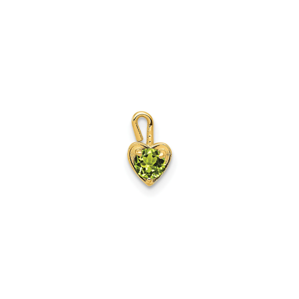 14k Yellow Gold Heart Pendant with Synthetic Green Peridot, Romantic August Birthstone Jewelry