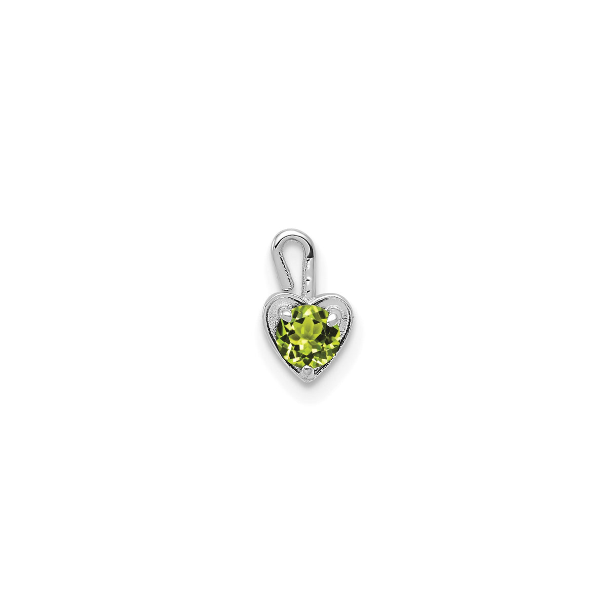 14k White Gold Heart Pendant with Synthetic Peridot, August Birthstone Jewelry for Women
