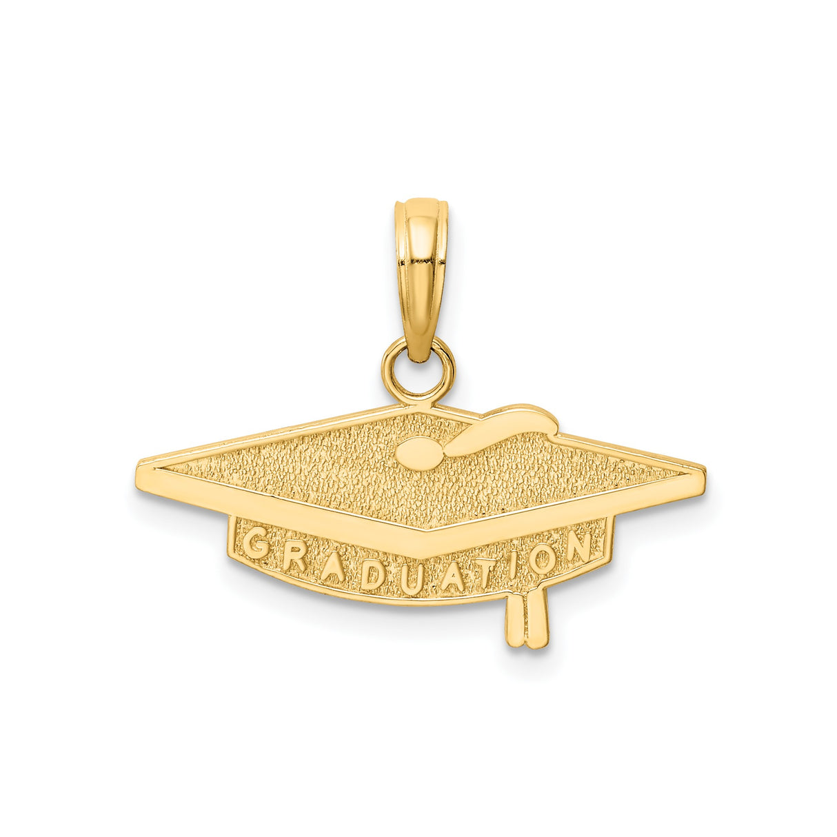 14k Yellow Gold Graduation Cap Pendant, Academic Symbol Charm for Women or Unisex