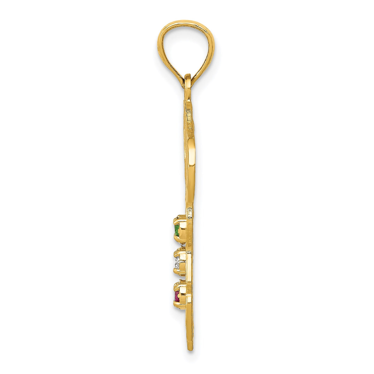 14k Yellow Gold Mexico Map Pendant with Green, White, and Red Gemstones, Patriotic Charm