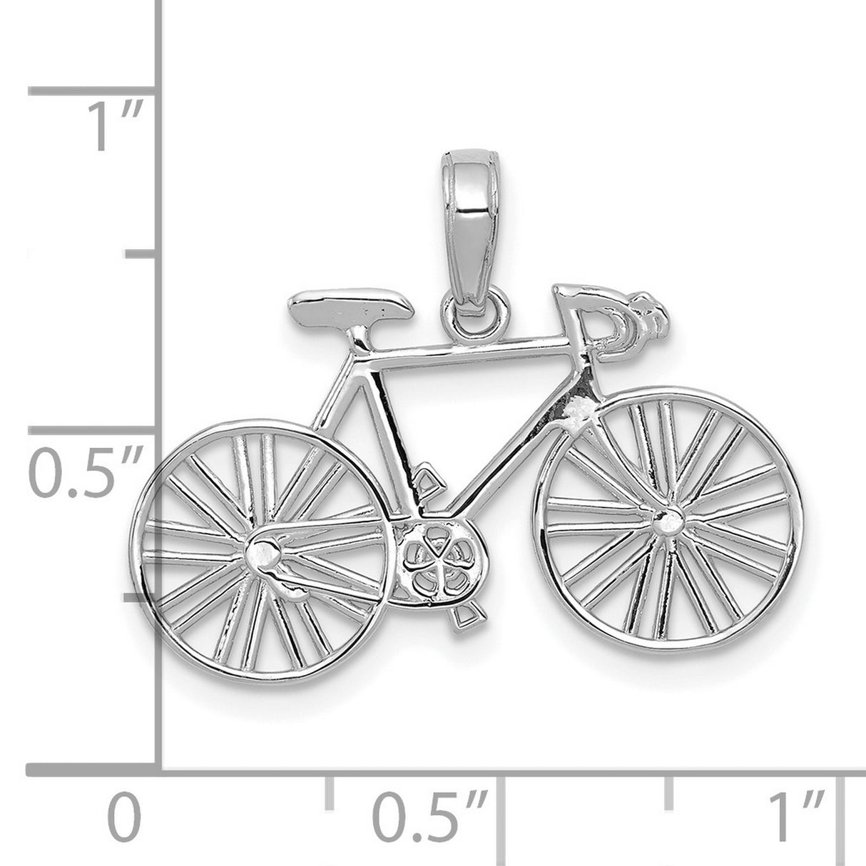 14k White Gold Bicycle Pendant, Road Bike Charm Symbolizing Movement and Freedom, Unisex Jewelry