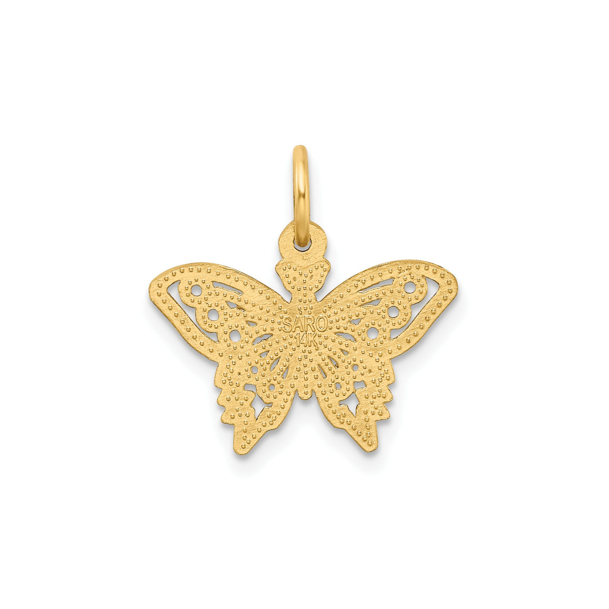 14k Yellow Gold Butterfly Pendant with Intricate Filigree Detailing
