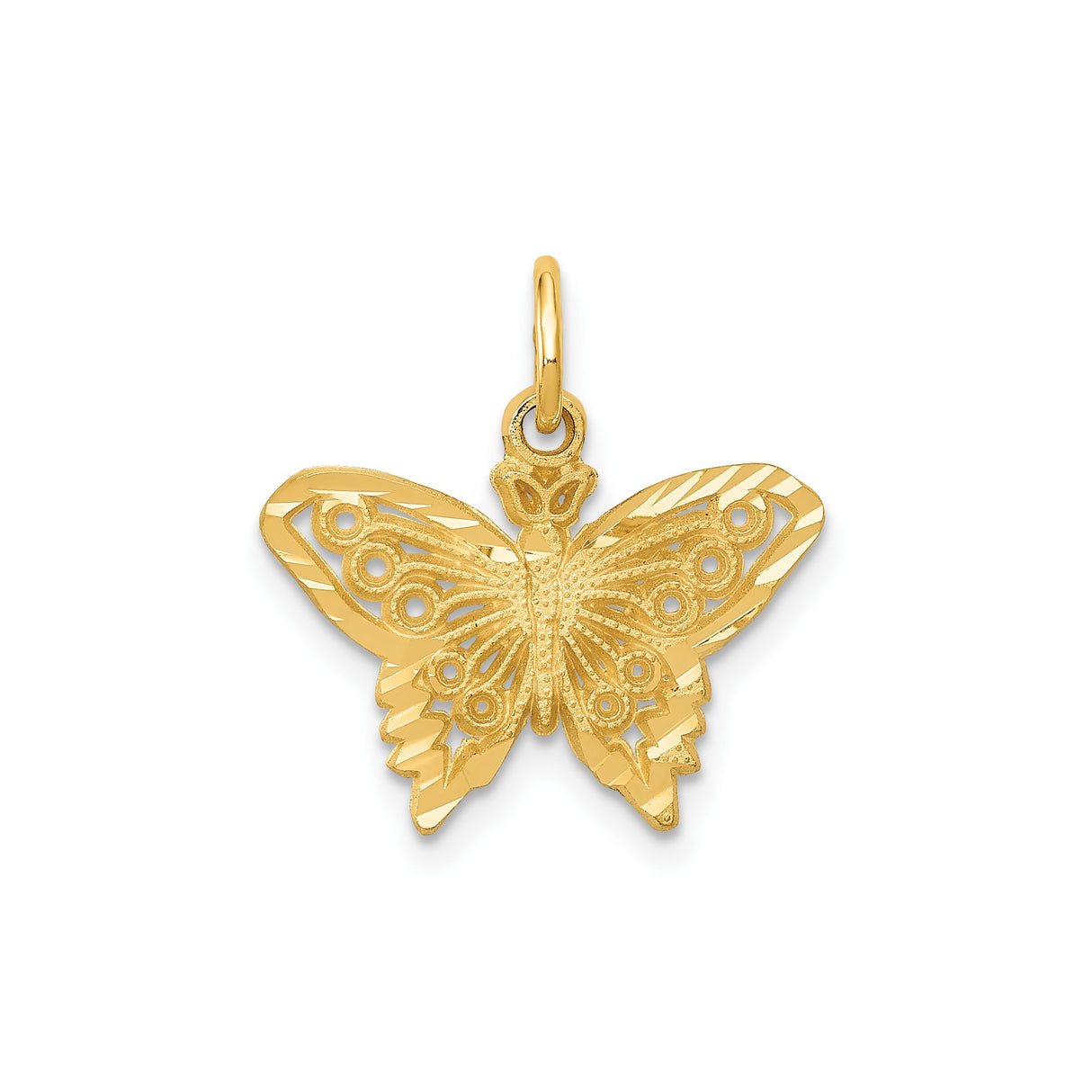 14k Yellow Gold Butterfly Pendant with Intricate Filigree Detailing