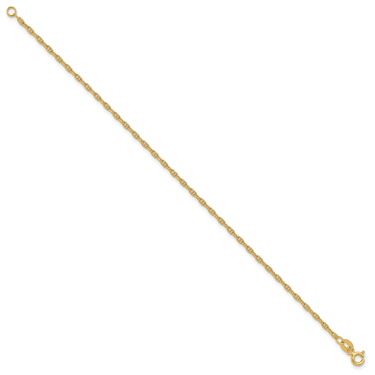 14K Yellow Gold 1.8 mm Polished Chain Anklet
