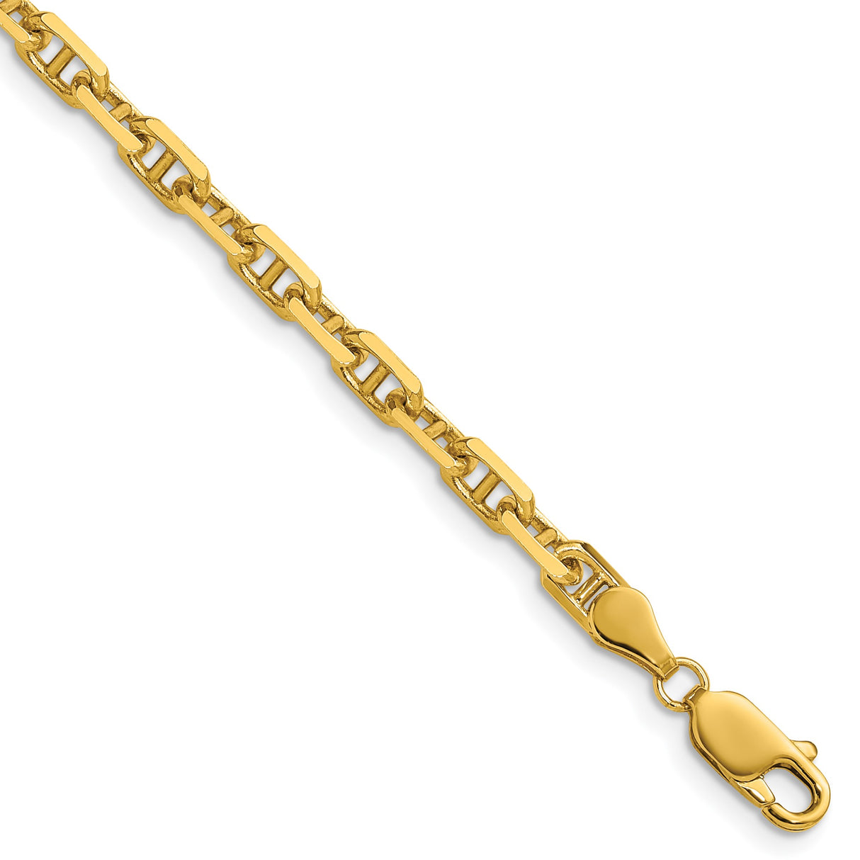 14K Yellow Gold 3.9 mm Polished Chain Bracelet shown for scale