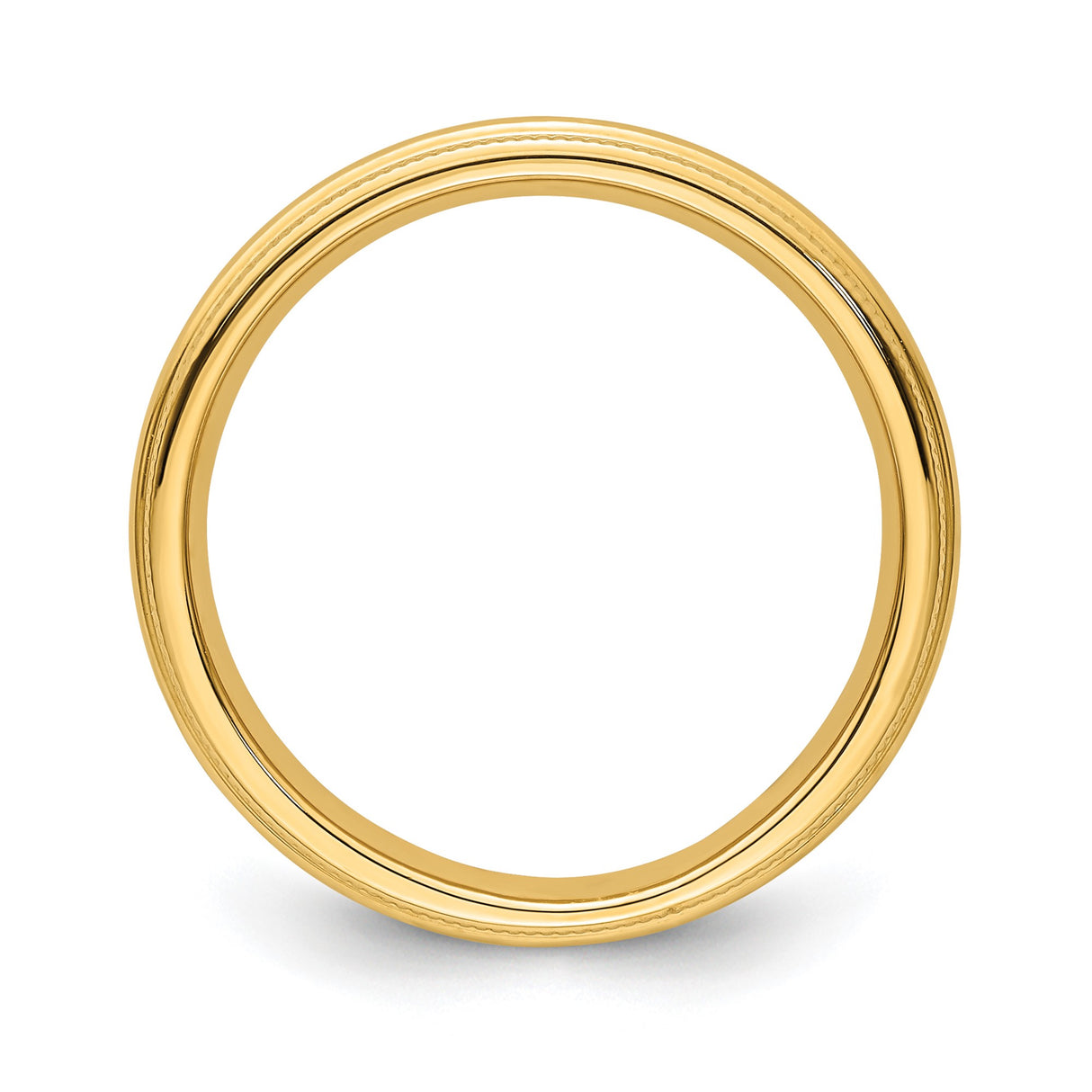 14k Yellow Gold Milgrain, Comfort Fit wedding band ring alternate angle
