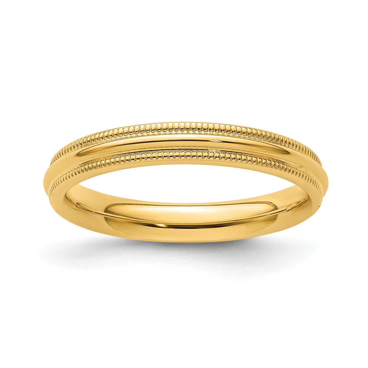 14k Yellow Gold Milgrain, Comfort Fit wedding band ring