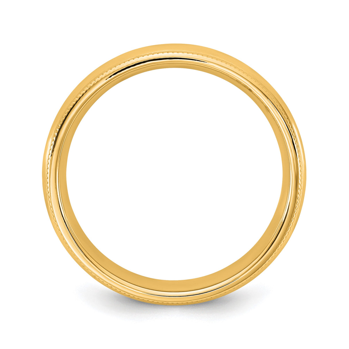 14k Yellow Gold Milgrain, Comfort Fit wedding band ring alternate angle