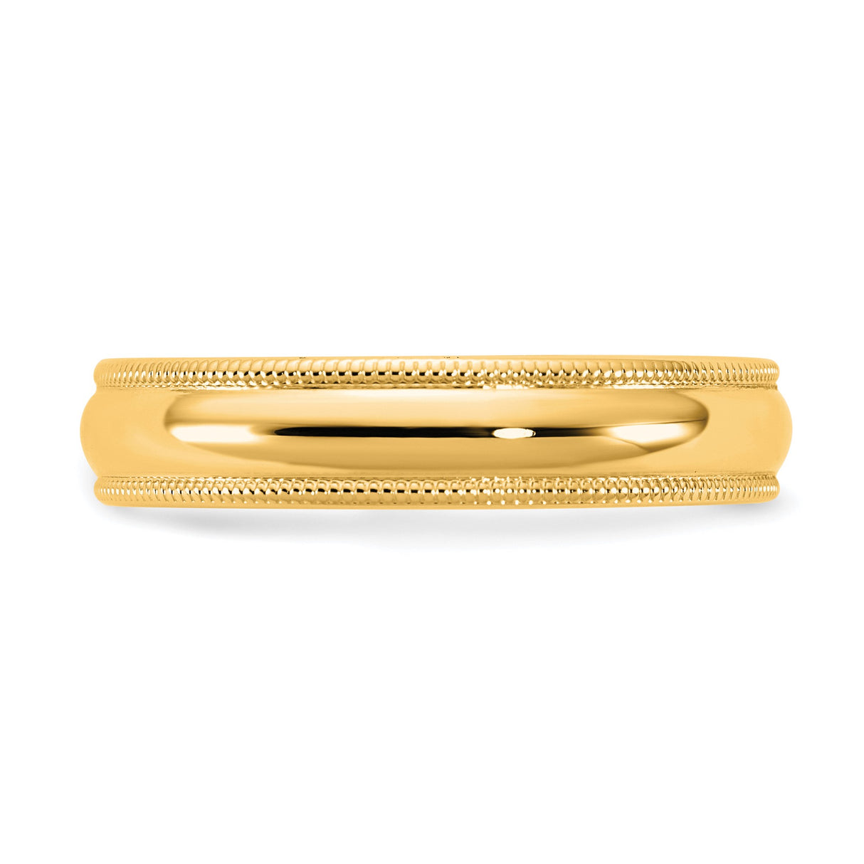 14k Yellow Gold Milgrain, Comfort Fit wedding band ring detail view