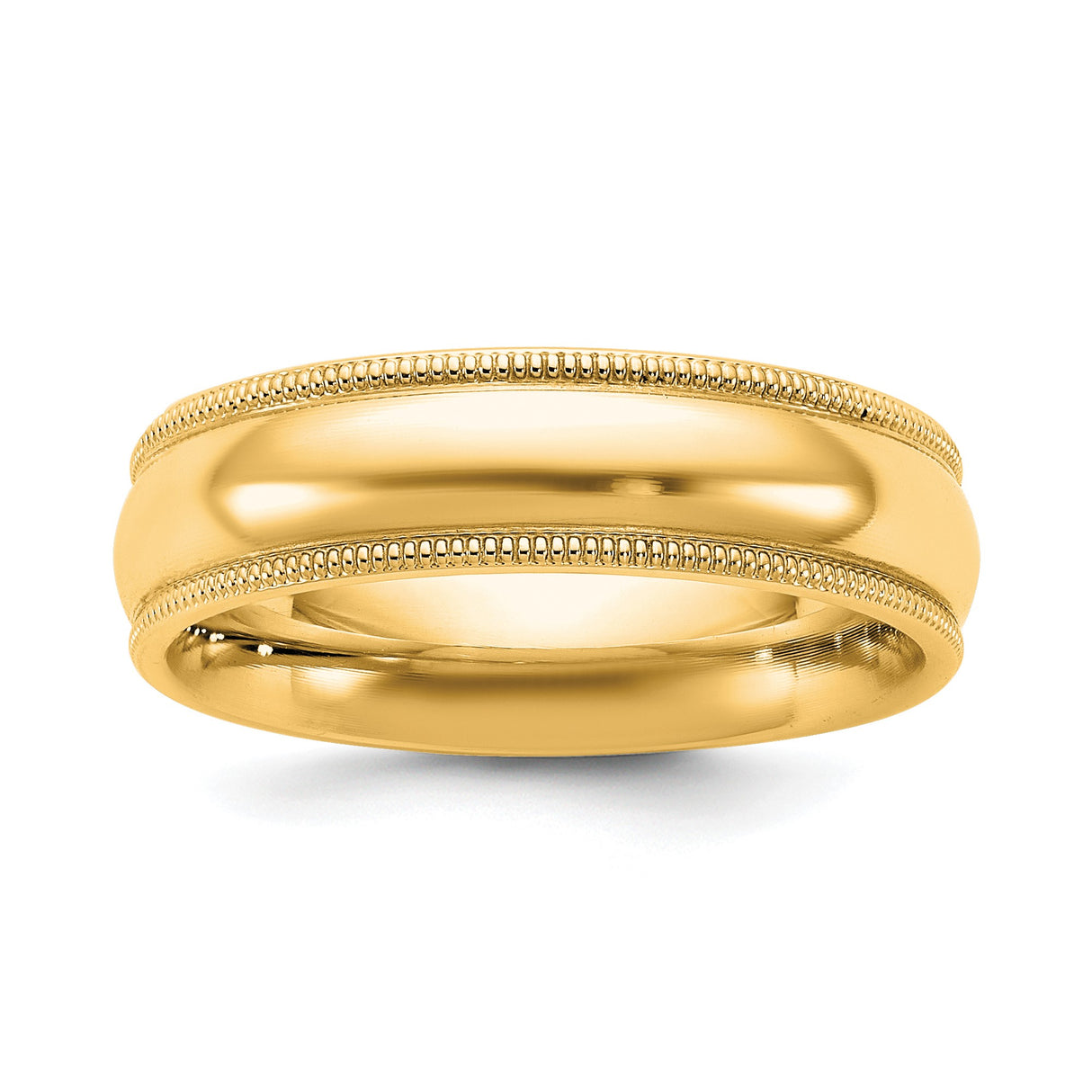 14k Yellow Gold Milgrain, Comfort Fit wedding band ring