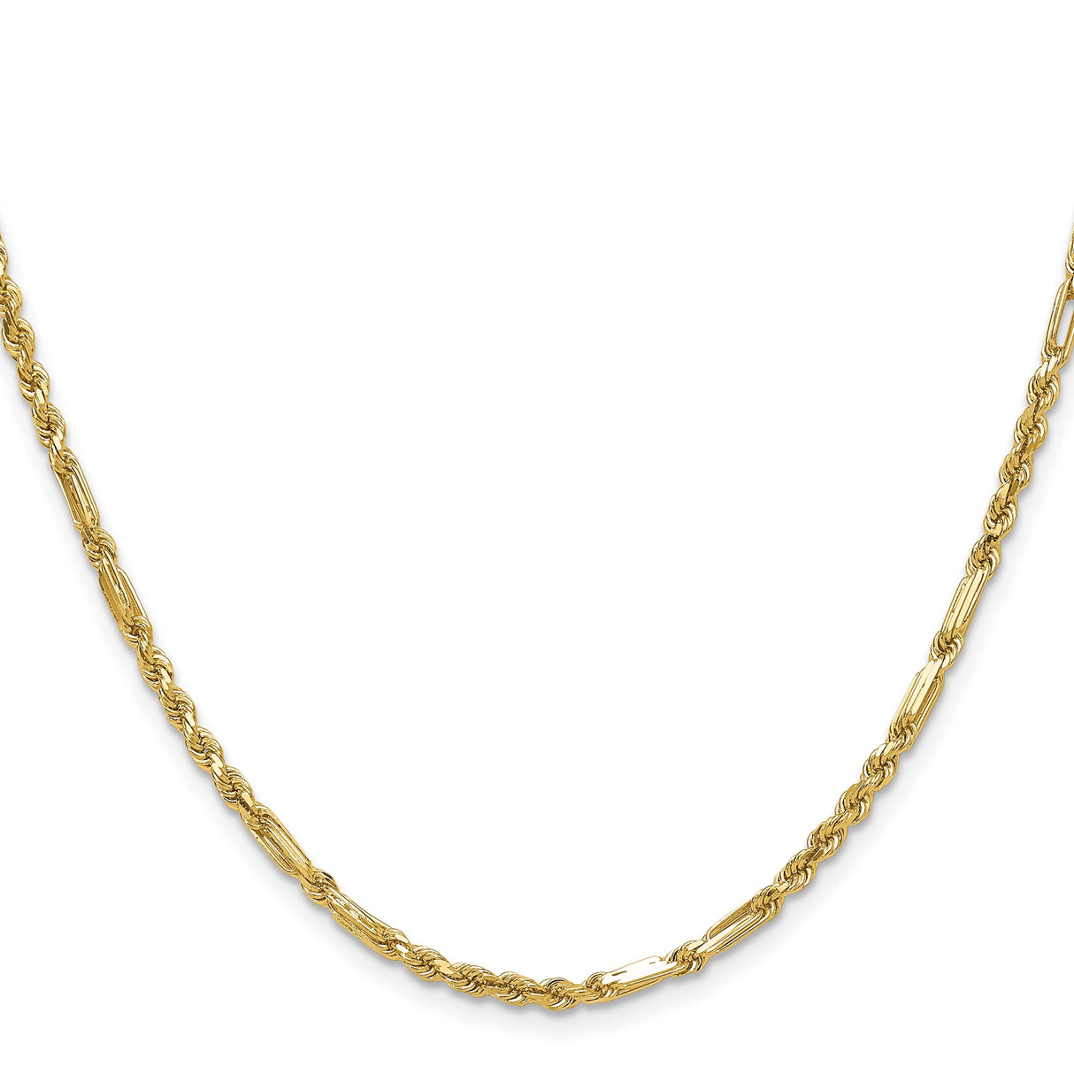 14K Yellow Gold 2.75 mm Rope Chain Necklace, Polished
