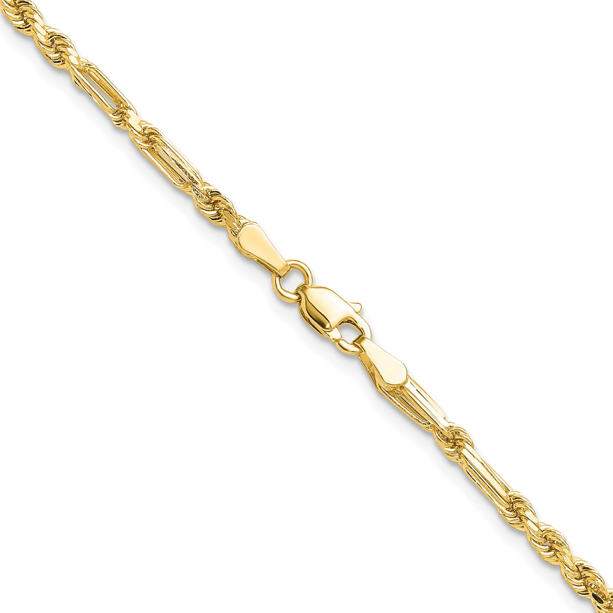 14K Yellow Gold 2.75 mm Rope Chain Necklace, Polished alternate angle