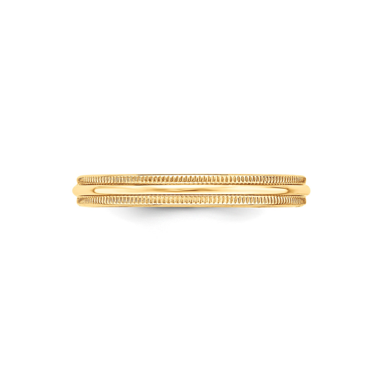 14k Yellow Gold Milgrain, Lightweight wedding band ring detail view