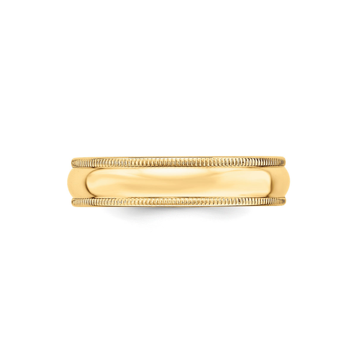 14k Yellow Gold Milgrain, Lightweight wedding band ring detail view