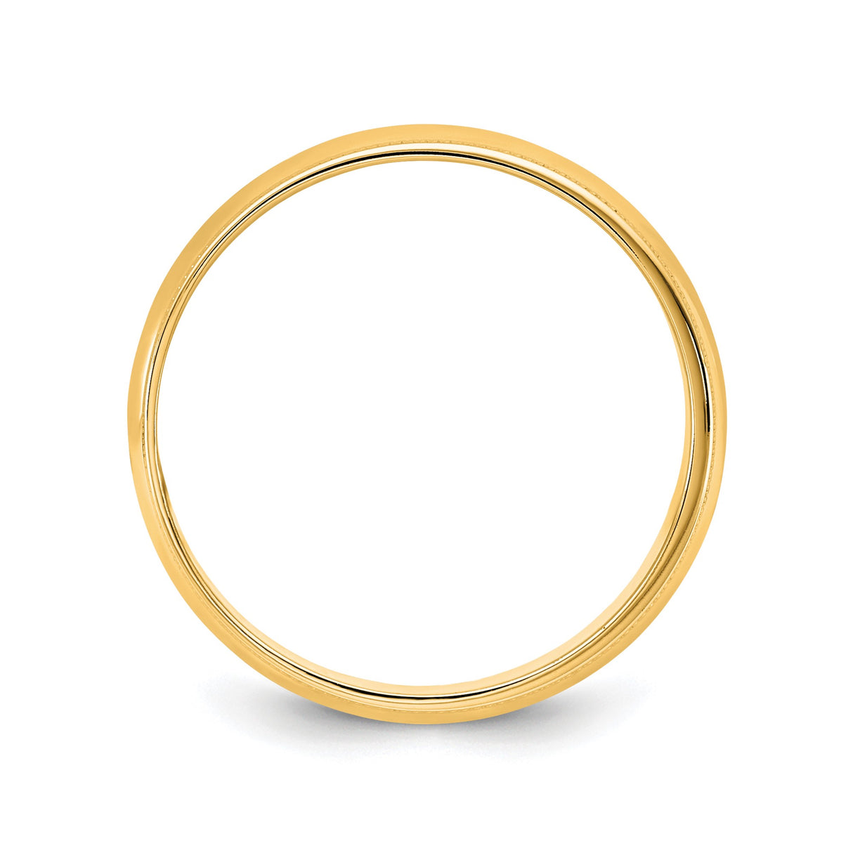 14k Yellow Gold Milgrain, Lightweight wedding band ring alternate angle