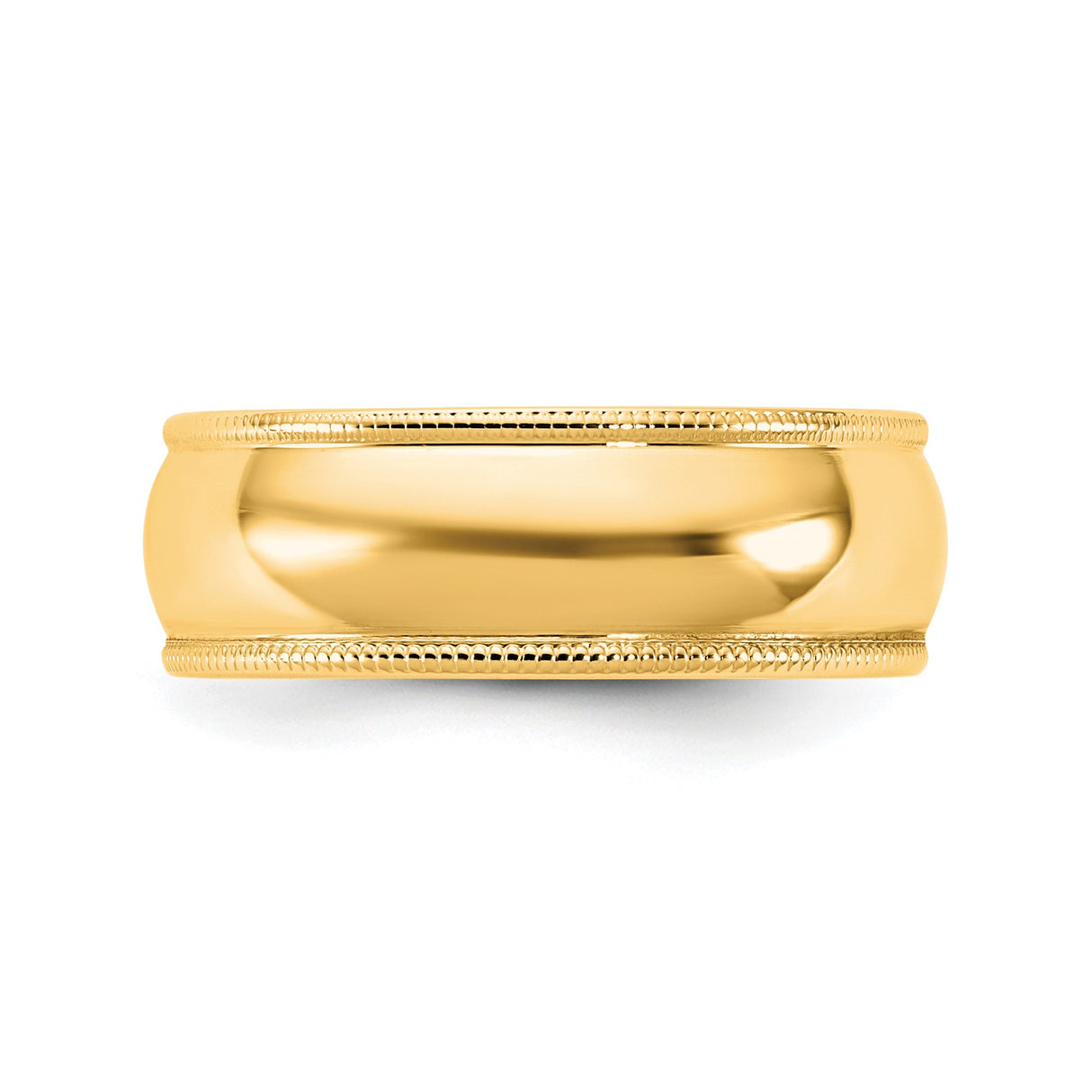 14k Yellow Gold Milgrain, Lightweight wedding band ring detail view