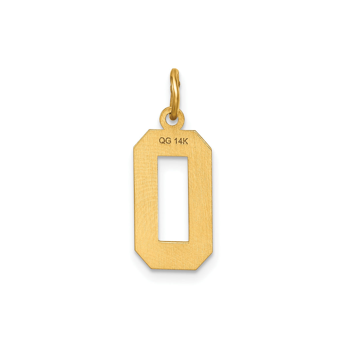 14k Yellow Gold Number 0 Pendant Charm with Textured Diamond-Cut Finish