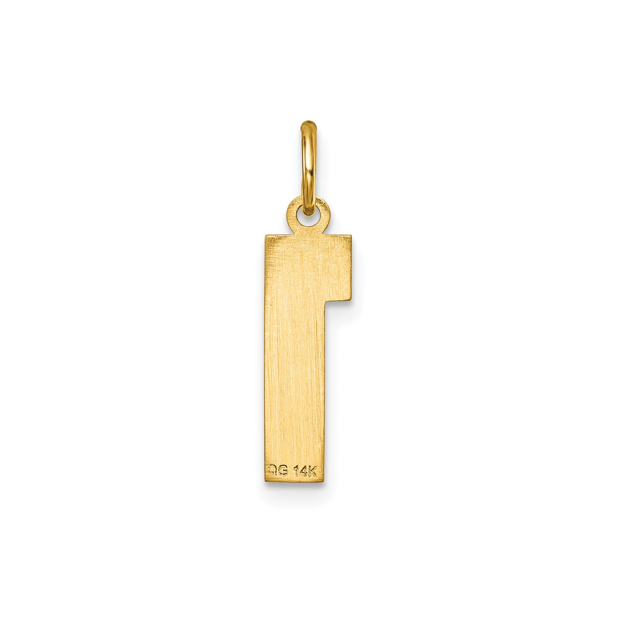 14k Yellow Gold Number 1 Pendant Charm with Textured Center and Polished Border