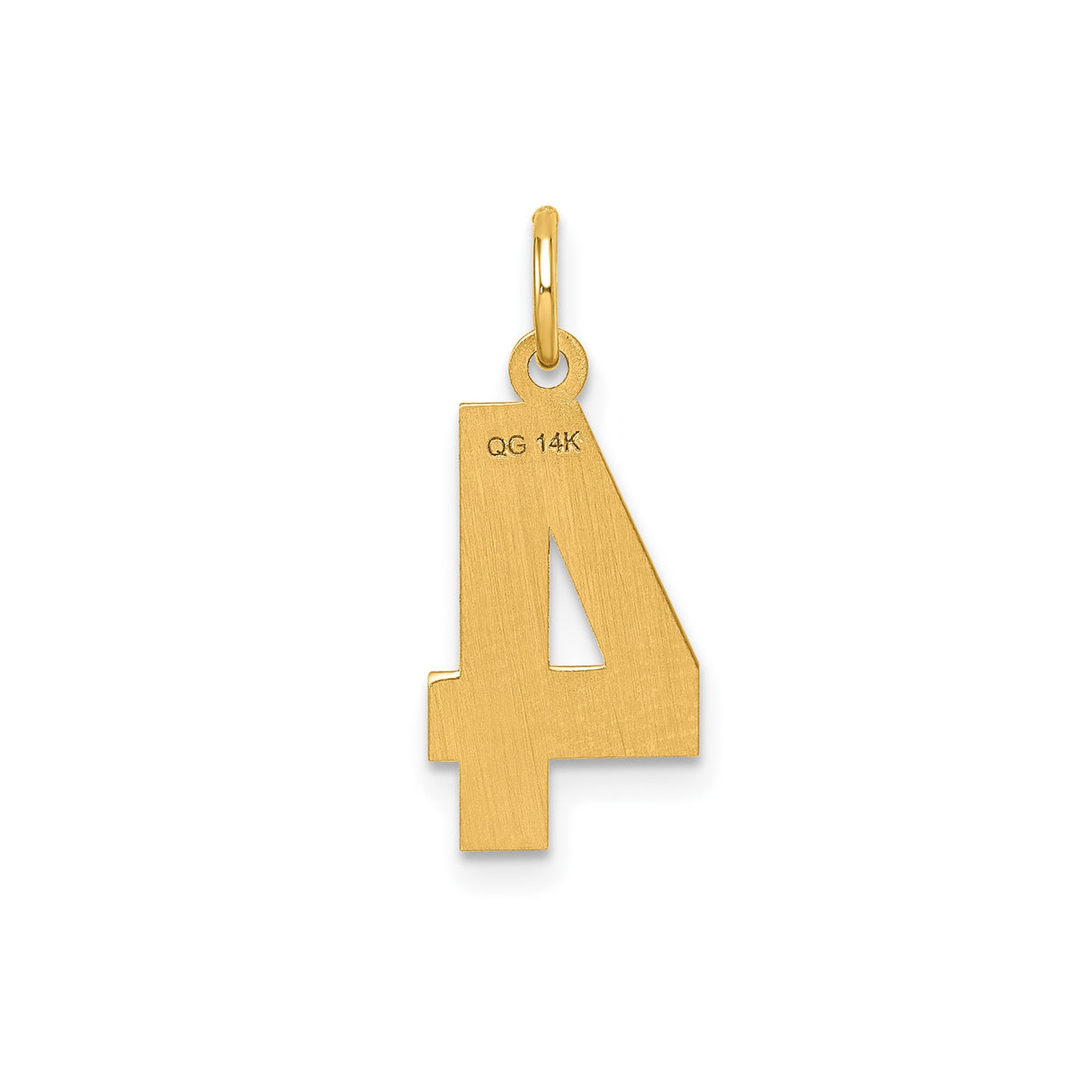 14k Yellow Gold Number 4 Pendant Charm with Polished and Textured Finish