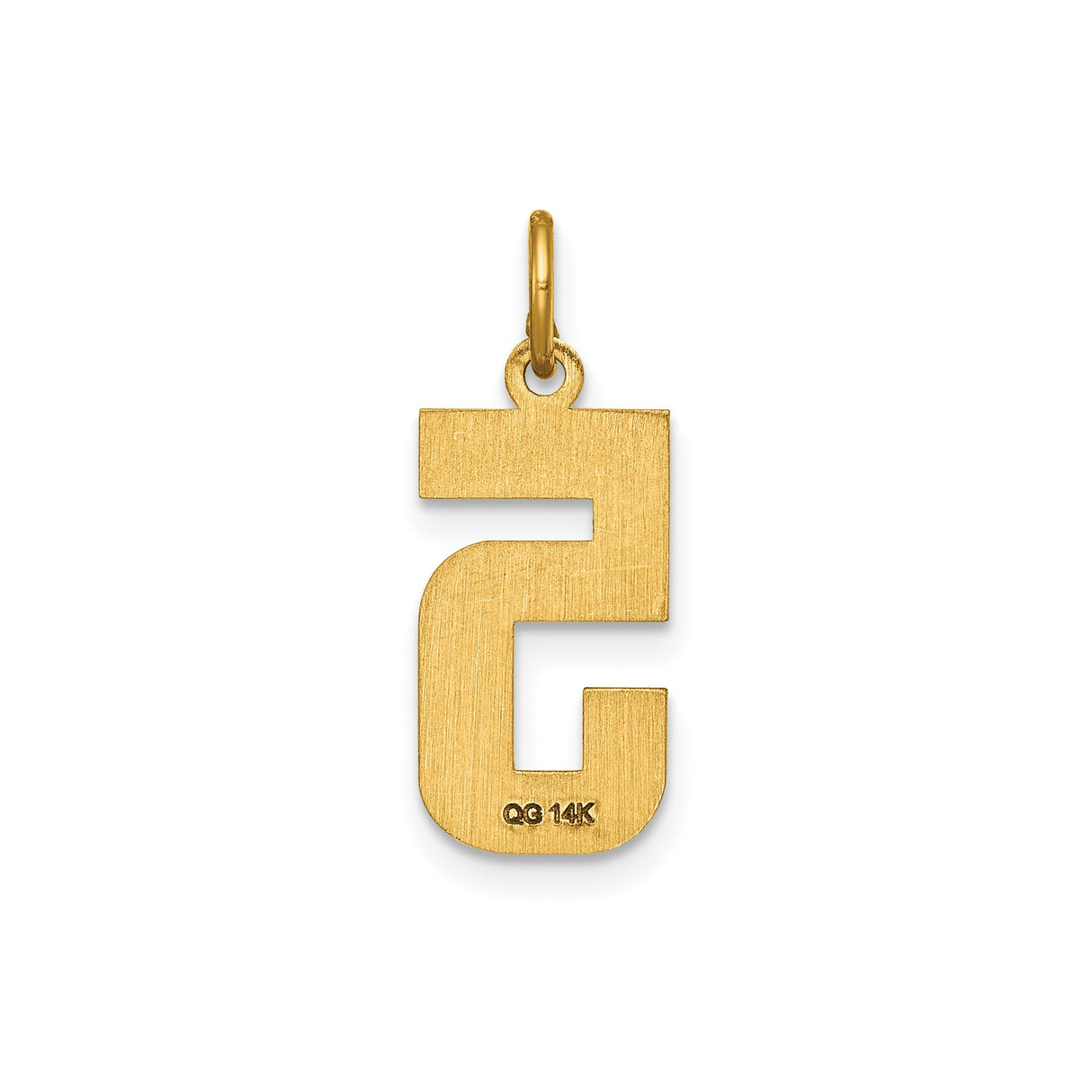 14k Yellow Gold Number 5 Pendant, Textured and Polished Finish Unisex Charm