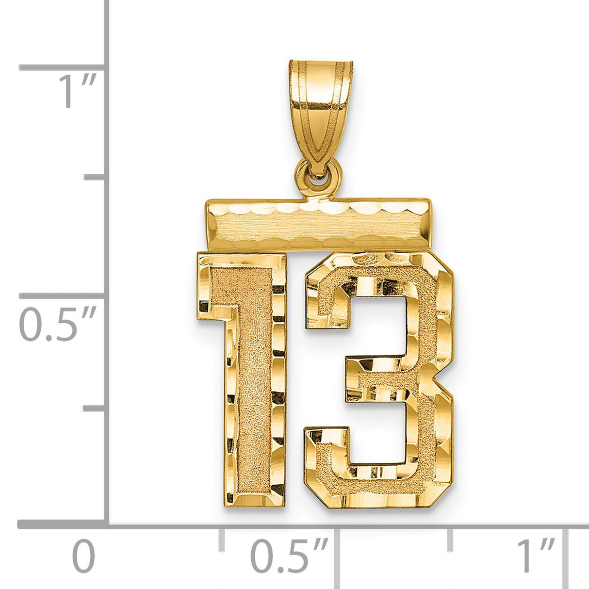 14k Yellow Gold Number 13 Pendant, Bold Textured Design, Urban Hip Hop Style for Men