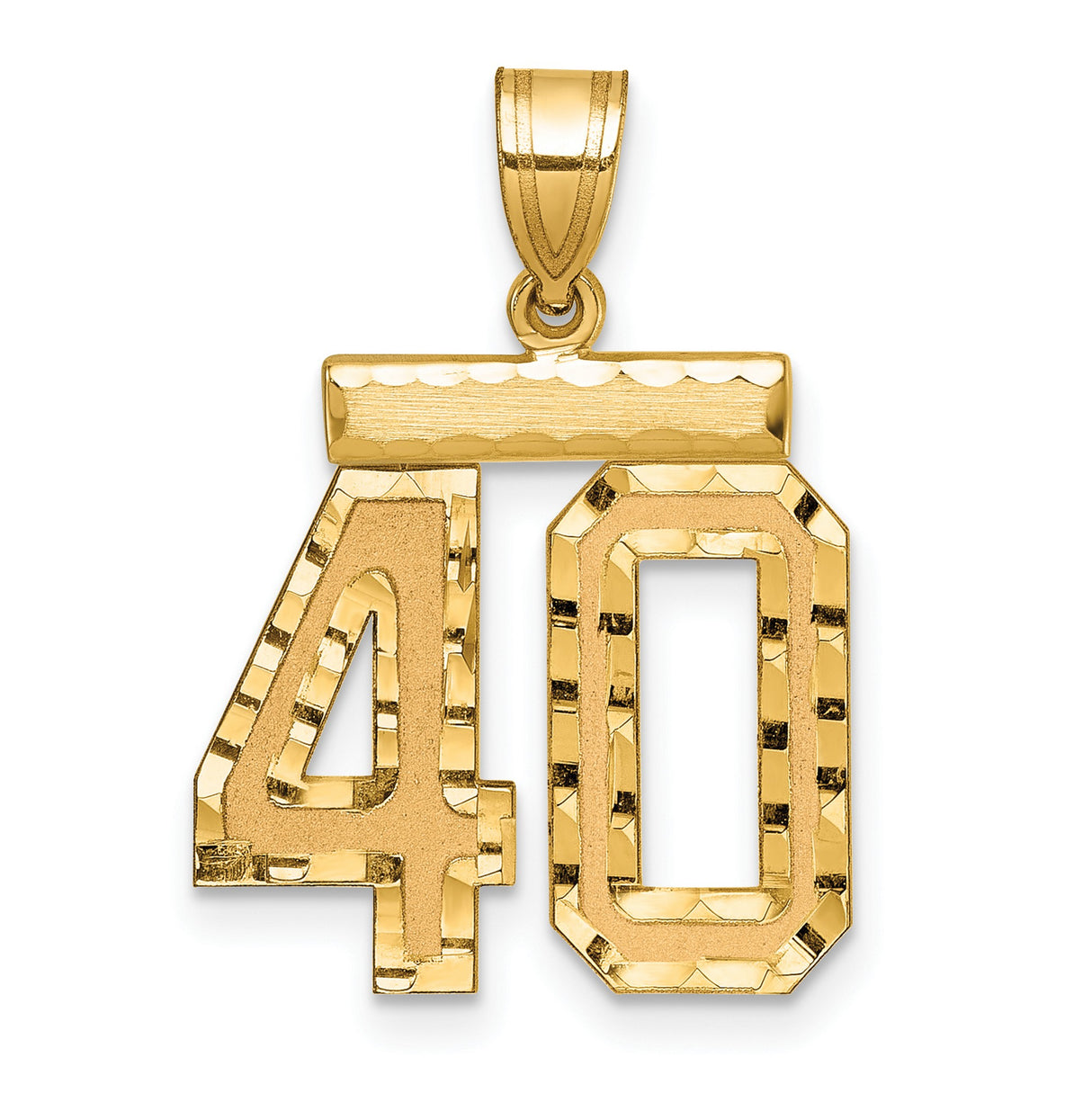 Medium Diamond-cut Number 40 Charm Pendant in Real 14k Yellow Gold