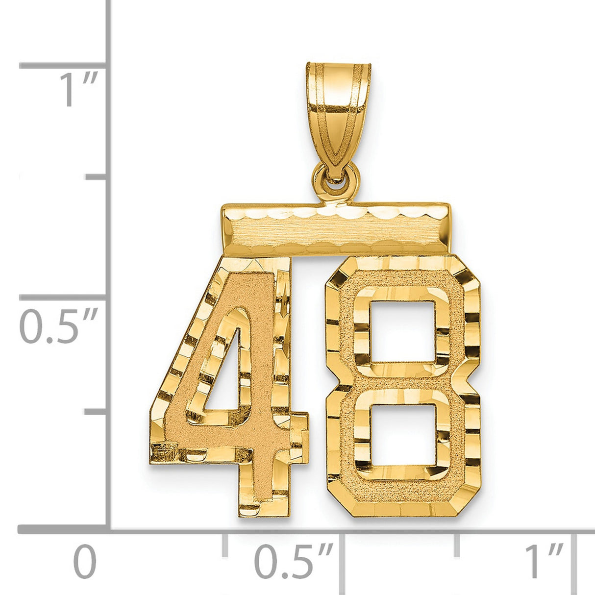 Medium Diamond-cut Number 48 Charm Pendant in Real 14k Yellow Gold