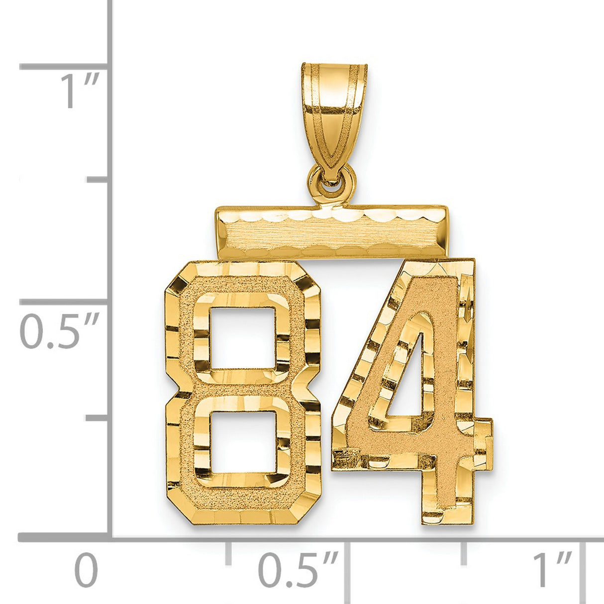 Medium Diamond-cut Number 84 Charm Pendant in Real 14k Yellow Gold