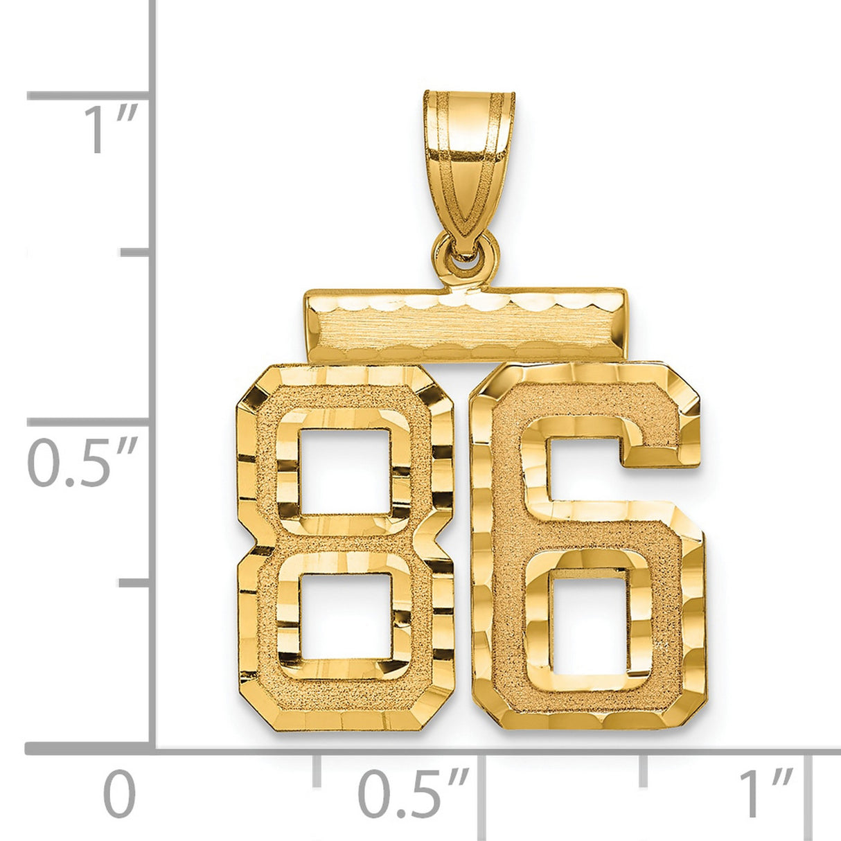 Medium Diamond-cut Number 86 Charm Pendant in Real 14k Yellow Gold